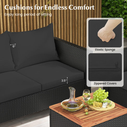 8 Pieces Outdoor Conversation Set with Storage Coffee Table-Black W2B