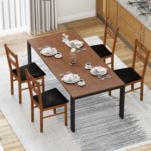 Wooden Dining Chairs Set of 4 Armless Kitchen Chairs with Hollowed Backrest-White W2B