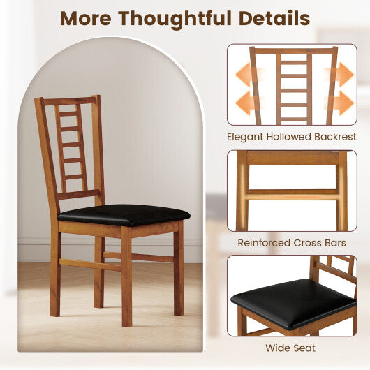PU Leather Upholstered Wood Dining Chairs Set of 4-White W2B