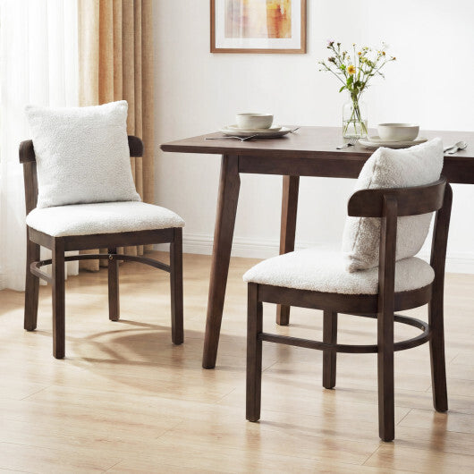 Fabric Upholstered Wood Dining Chairs Set of 4 with Removable Pillow-Gray W2B