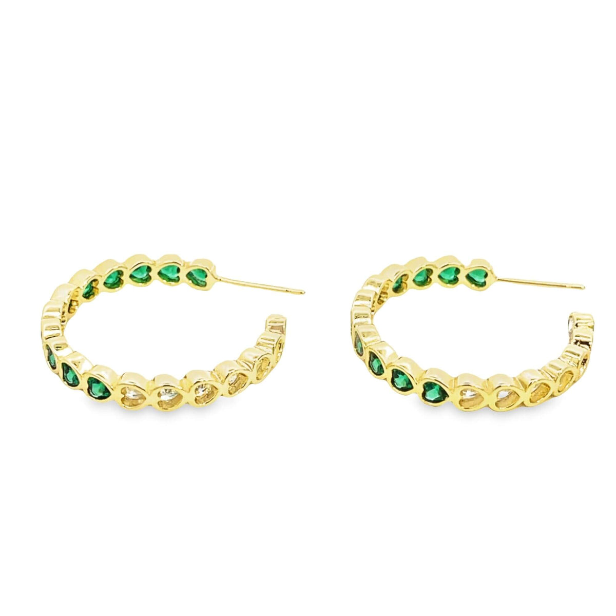 Part Colored CZ Heart Hoops (J315) MIA Jewelry