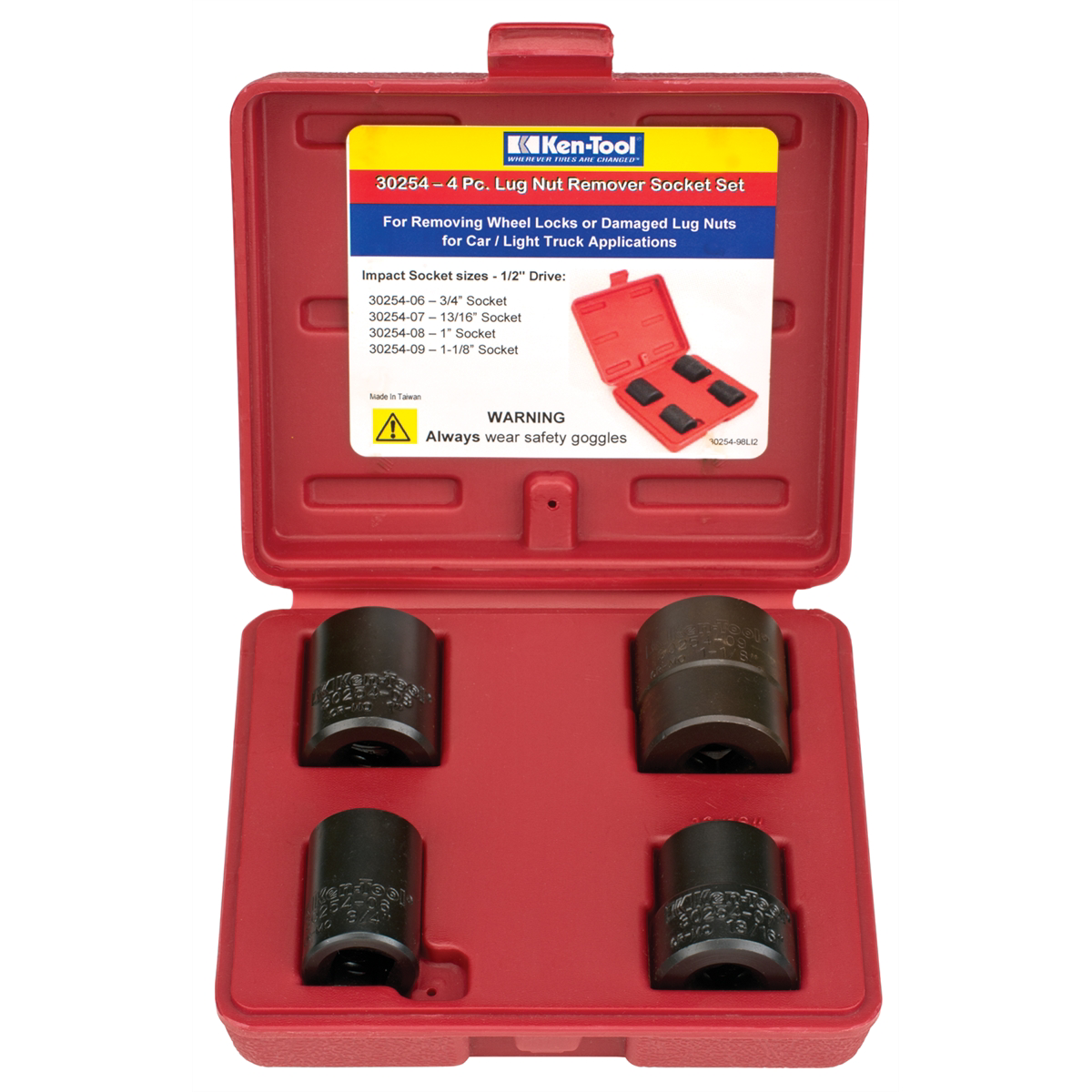 Ken-tool 4 Piece 1/2" Drive Lug Nut Remover Socket Set