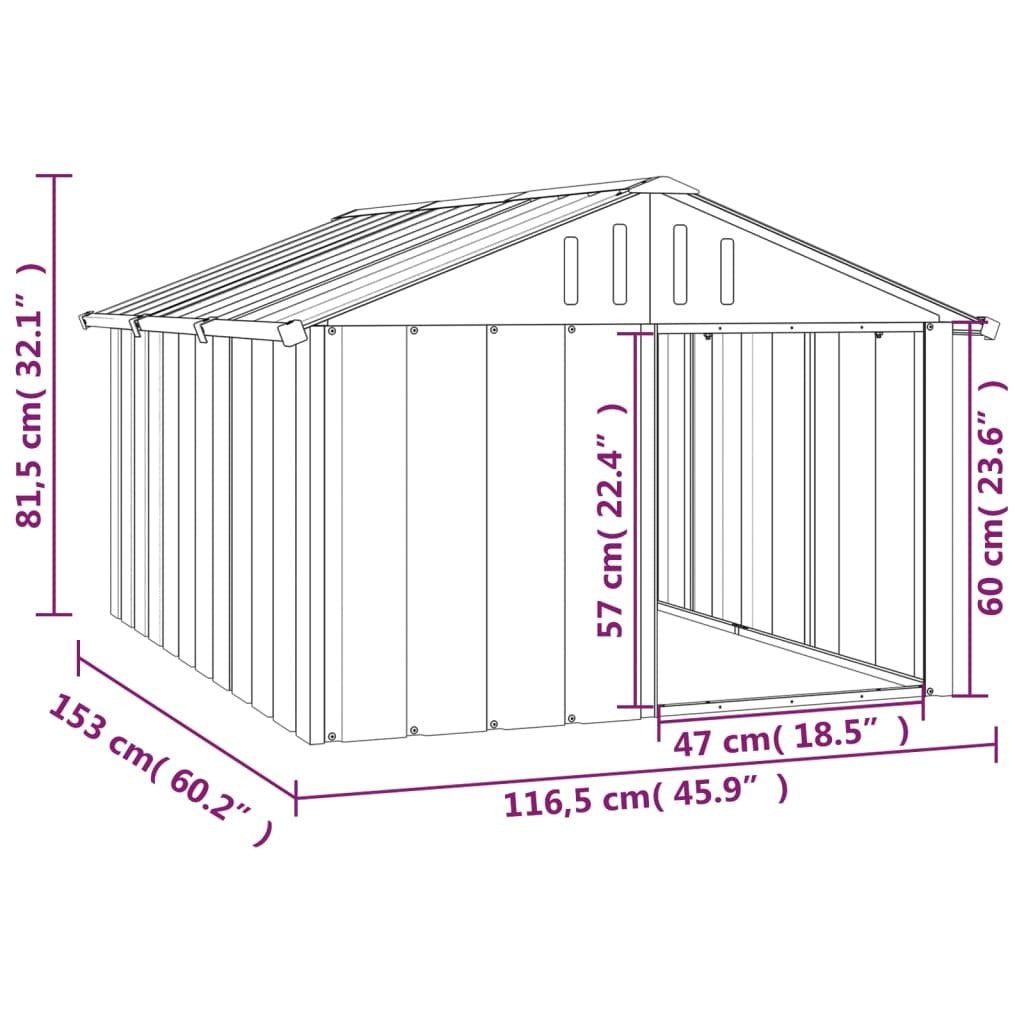 Dog House Gray 45.9"x60.2"x32.1" Galvanized Steel W2B