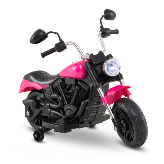 6V Kids Motorcycle with Detachable Training Wheels and Music for Ages 2-5-Pink W2B