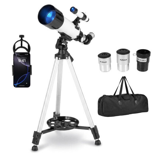 70 MM Aperture Refractor Telescope with Adjustable Tripod-Silver W2B