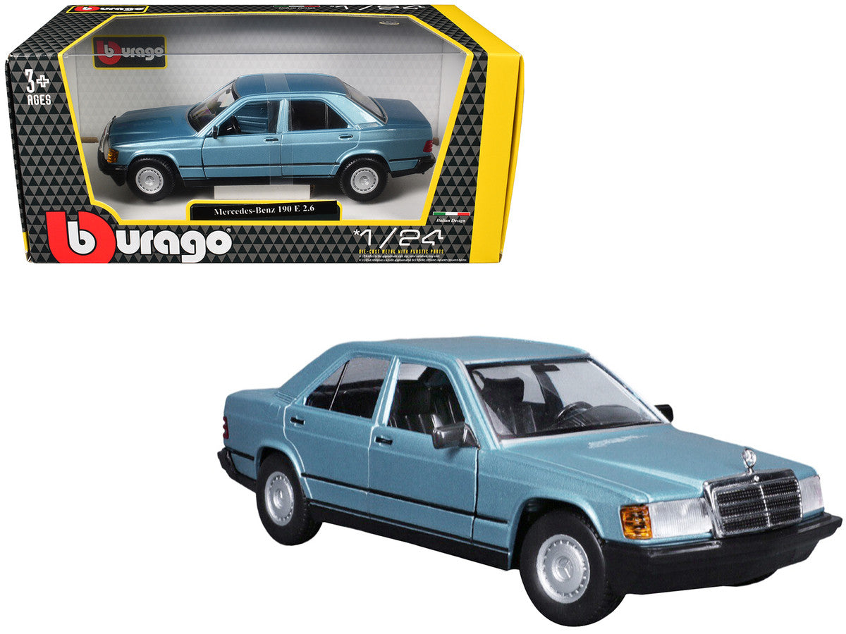 Mercedes-Benz 190 E 2.6 Blue Metallic 1/24 Diecast Model Car by Bburago Bburago