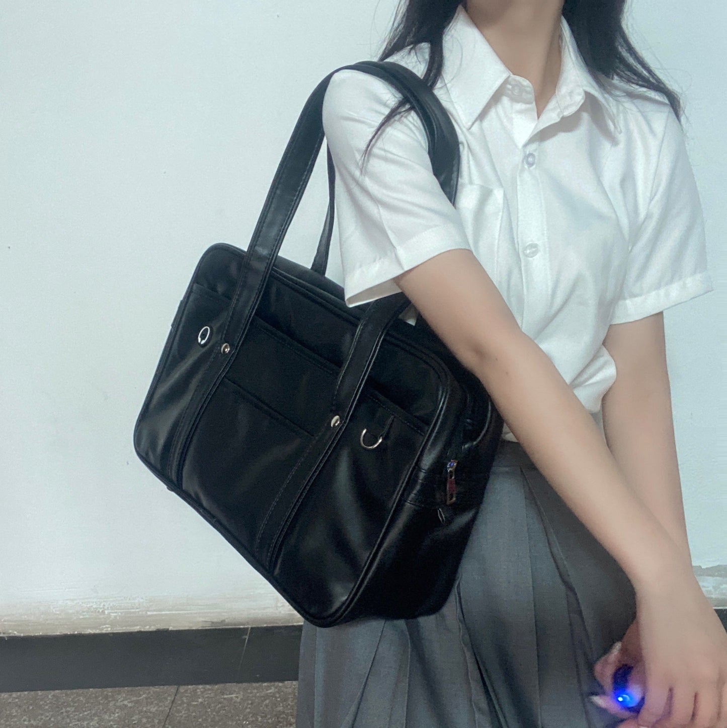 PU Uniform Bag, JK Large Handbag, School Bag With A Campus-supplied Feel, Japanese-style Female High School Student Bag, Unisex Shoulder Briefcase CJD