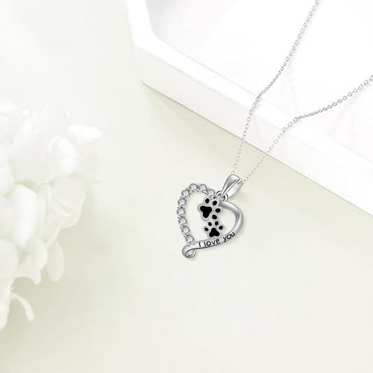 Heart-shaped Pendant Cute Dog's Paw Necklace For Women LadyShow.Store