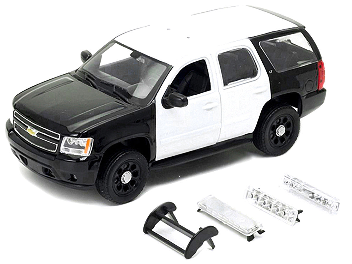 2008 Chevrolet Tahoe Unmarked Police Car Black and White 1/24 Diecast Model Car by Welly Welly