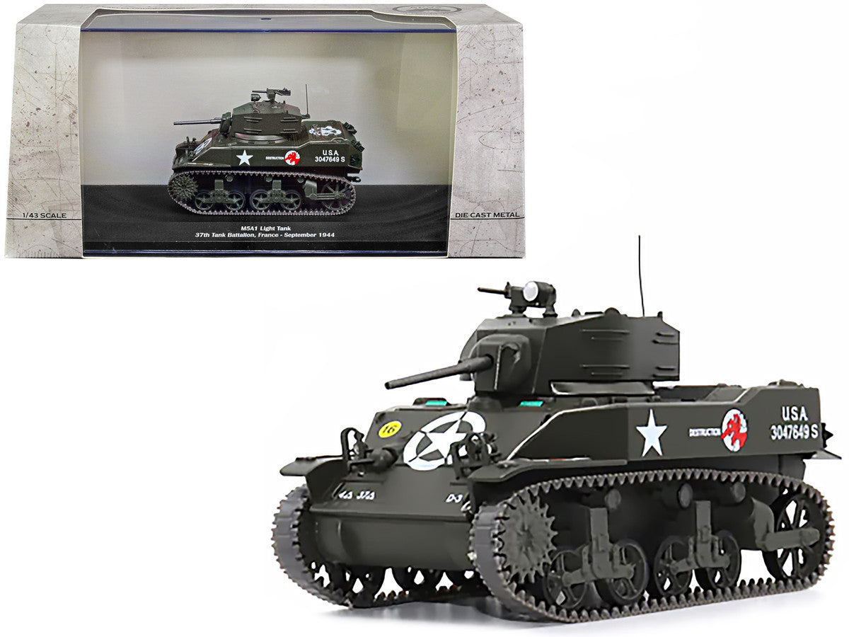 M5A1 Light Tank #16 "Destruction" "U.S.A. 37th Tank Battalion France September 1944" 1/43 Diecast Model by AFVs of WWII AFV's of WWII