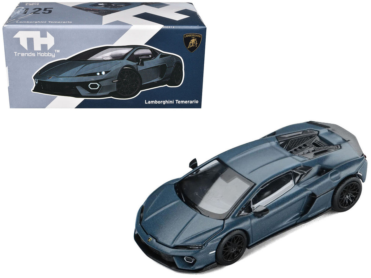 Lamborghini Temerario Matt Blue Metallic 1/64 Diecast Model Car by Trends Hobby Trends Hobby