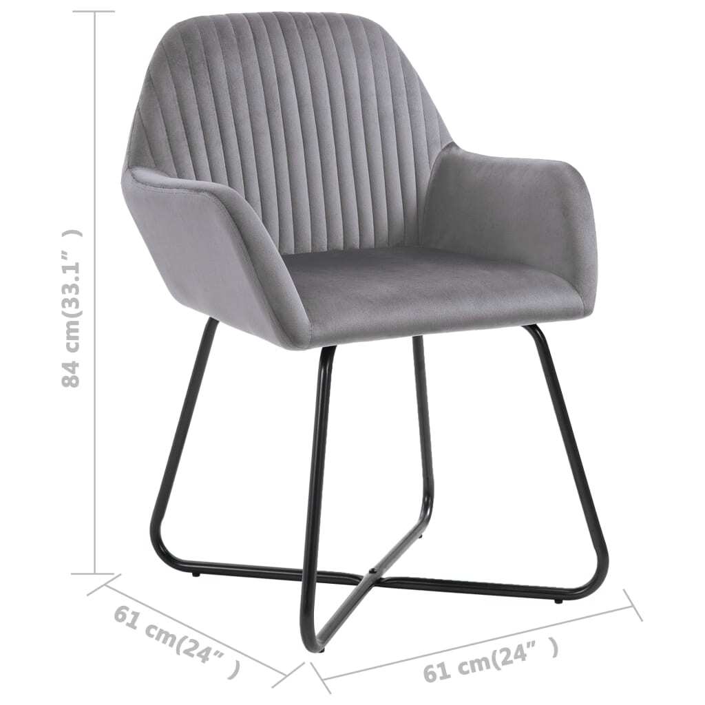 Dining Chairs 2 pcs Gray Velvet W2B