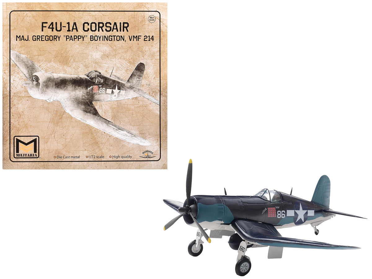 Vought F4U-1A Corsair Fighter Aircraft "Maj. Gregory "Pappy" Boyington VMF 214" United States Marine Corps 1/72 Diecast Model by Militaria Die Cast-4