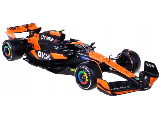 McLaren MCL38 #4 Lando Norris "OKX" Winner Formula One F1 "Miami GP" (2024) with Driver Figure "Race" Series 1/24 Diecast Model Car by Bburago Bburago