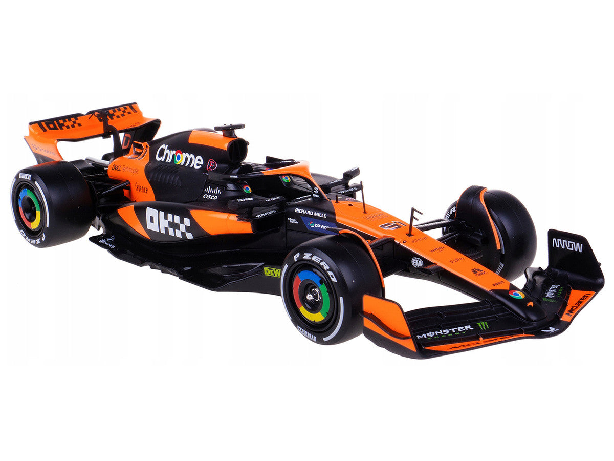 McLaren MCL38 #81 Oscar Piastri "OKX" Formula One F1 "Miami GP" (2024) with Driver Figure "Race" Series 1/24 Diecast Model Car by Bburago Bburago