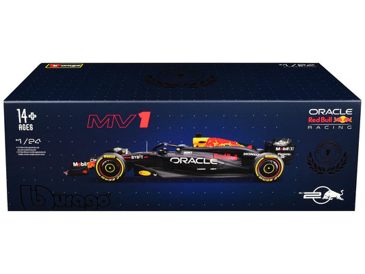 Red Bull Racing RB20 #1 Max Verstappen "Oracle" Winner Formula One F1 Championship "Drivers' Champion" (2024) with Display Case 1/24 Diecast Model Car by Bburago Bburago