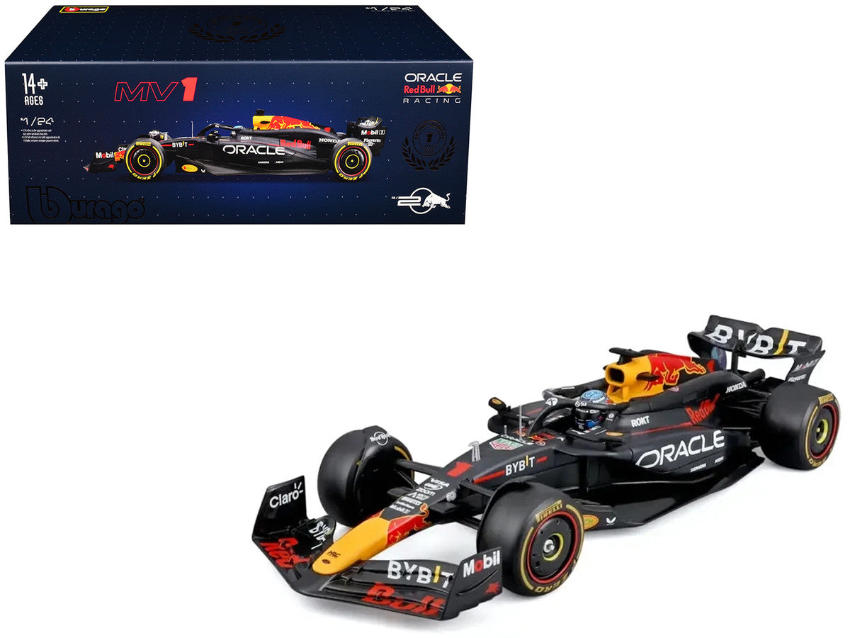 Red Bull Racing RB20 #1 Max Verstappen "Oracle" Winner Formula One F1 Championship "Drivers' Champion" (2024) with Display Case 1/24 Diecast Model Car by Bburago Bburago