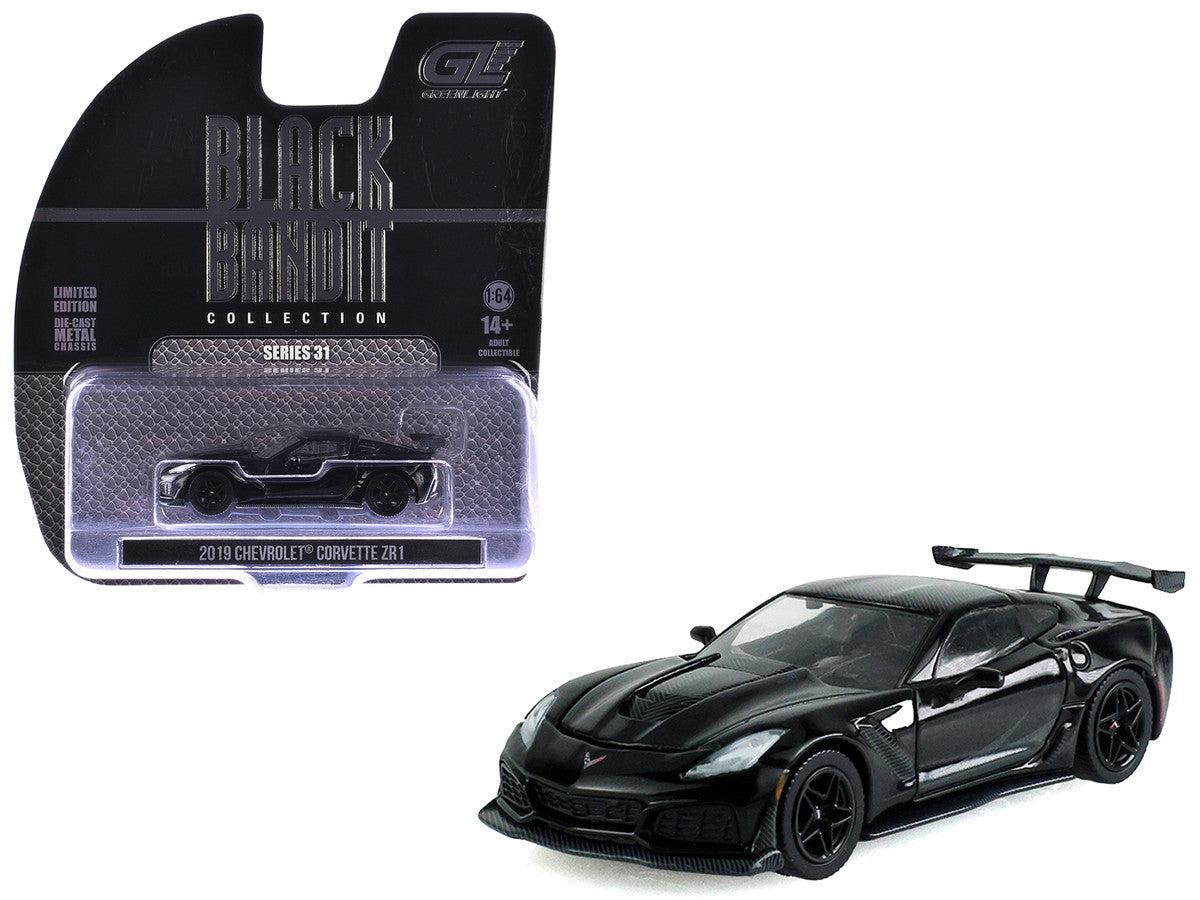 2019 Chevrolet Corvette ZR1 Black "Black Bandit" Series 31 1/64 Diecast Model Car by Greenlight Greenlight