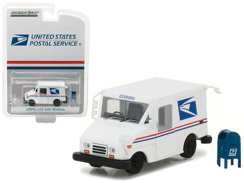 "United States Postal Service" (USPS) Long Life Postal Mail Delivery Vehicle (LLV) with Mailbox Accessory "Hobby Exclusive" 1/64 Diecast Model Car by Greenlight Greenlight