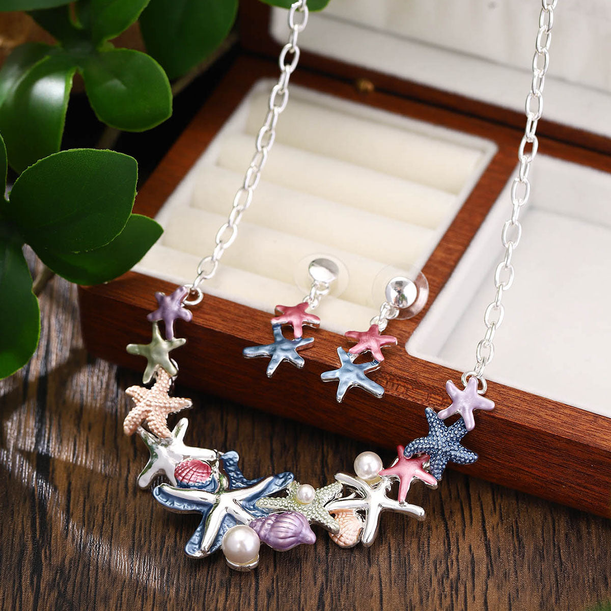 Starfish Shell Jewelry Necklace And Earrings Suite LadyShow.Store