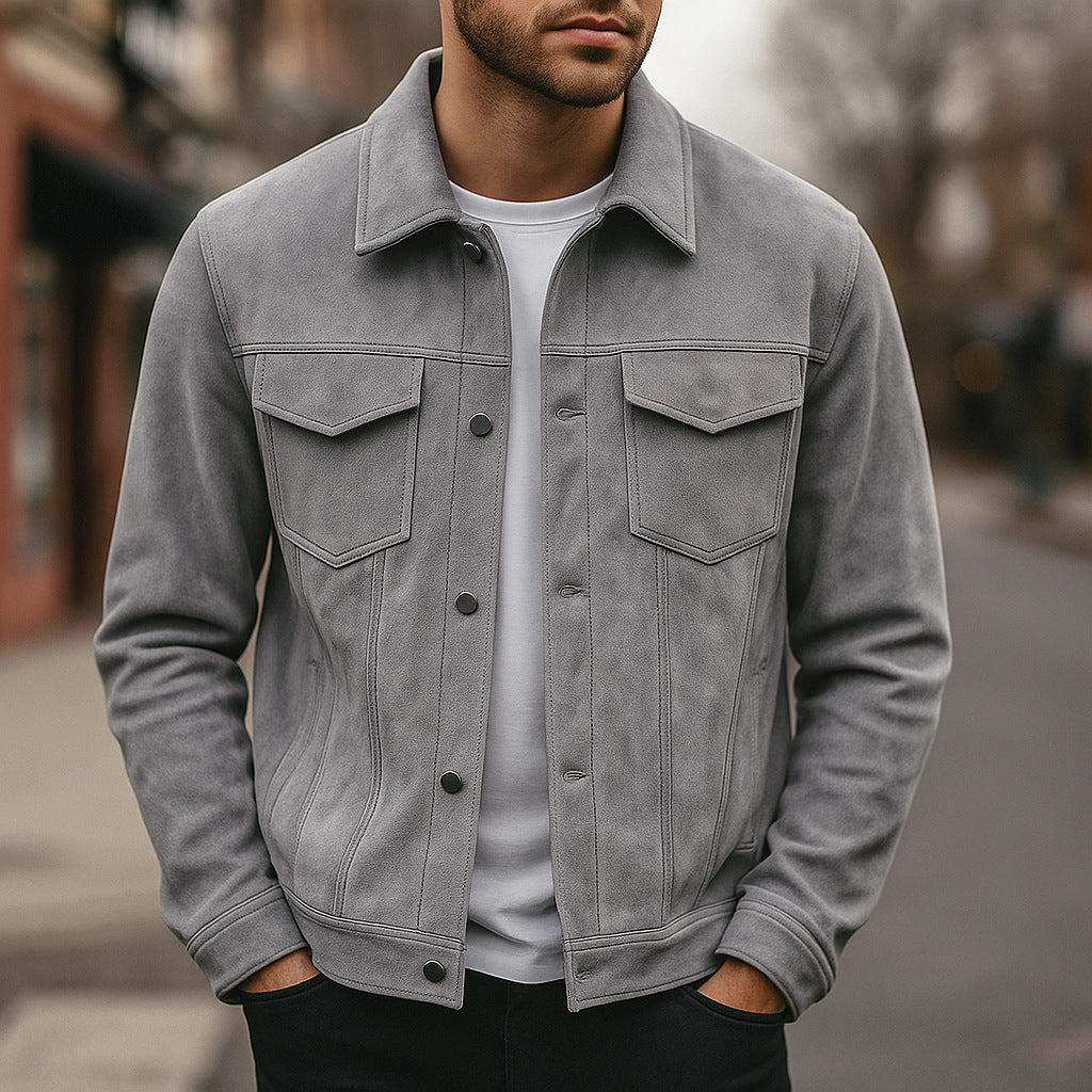 Deer Suede Men's Winter Lapel Work Jacket Best YouTube Store