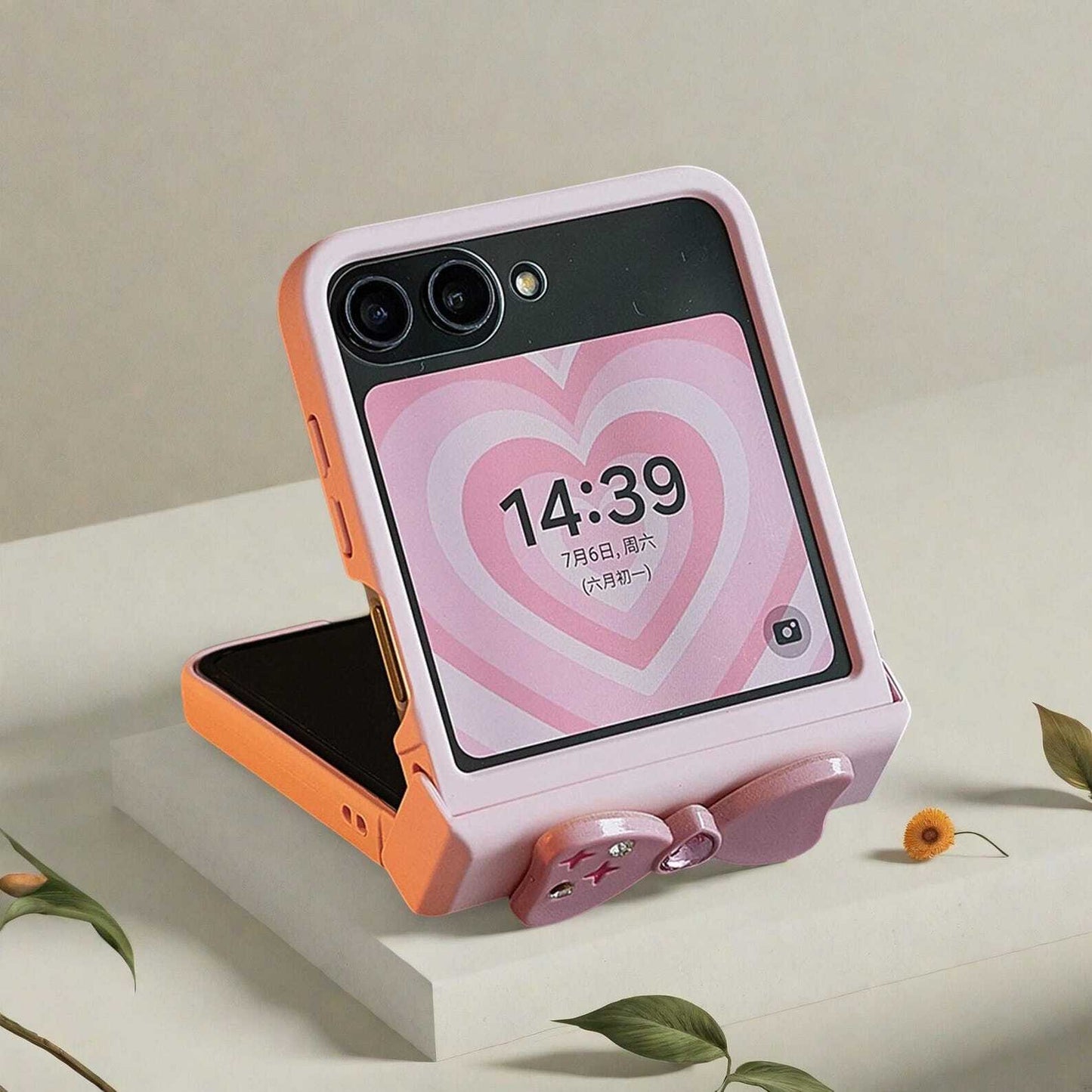 Korean Pink Star Bow Phone Case for Motorola Razr 50 60 40 Ultra Razr 2024 zflip 5 zflip 6 zflip 7 Cute Diamond Design Soft Cover W2B