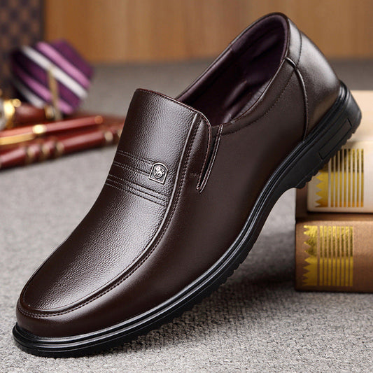 Men's Leather Genuine Flat Sole Round Toe Soft Sole Non-slip Casual Shoes For Middle-aged Best YouTube Store