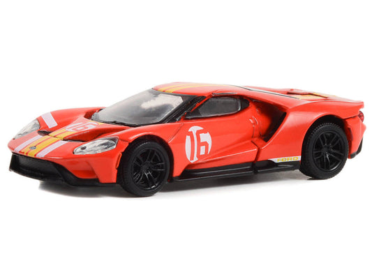 2022 Ford GT Heritage Edition #16 Alan Mann "1966 Ford AM GT-1 Prototype Tribute" Red with Stripes "Hobby Exclusive" Series 1/64 Diecast Model Car by Greenlight Greenlight
