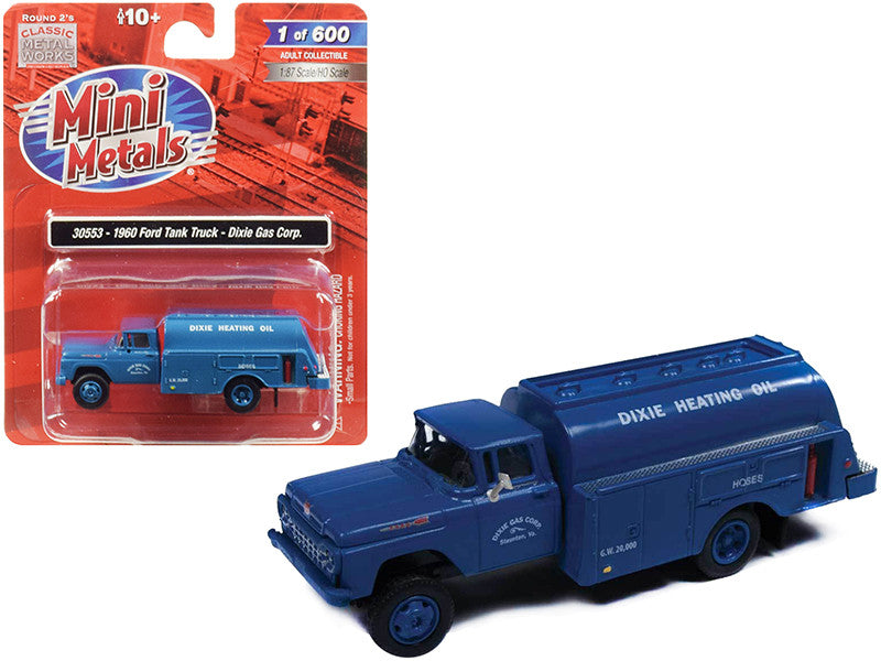 1960 Ford Tank Truck "Dixie Gas Corp." Blue 1/87 (HO) Scale Model by Classic Metal Works Classic Metal Works