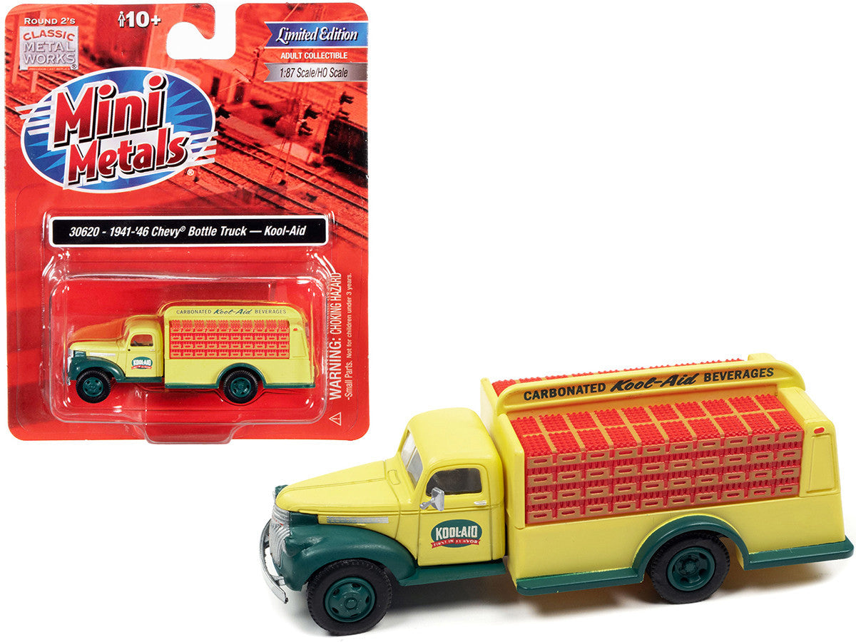 1941-1946 Chevrolet Delivery Bottle Truck Yellow and Green "Kool-Aid" 1/87 (HO) Scale Model by Classic Metal Works Classic Metal Works