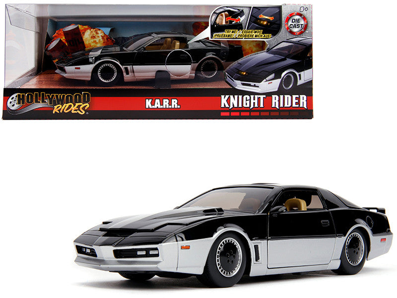 K.A.R.R. Black and Silver with Light "Knight Rider" (1982) TV Series "Hollywood Rides" Series 1/24 Diecast Model Car by Jada Jada