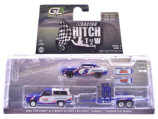 "Racing Hitch & Tow" Series #6 Set of 3 pieces 1/64 Diecast Model Cars by Greenlight-1
