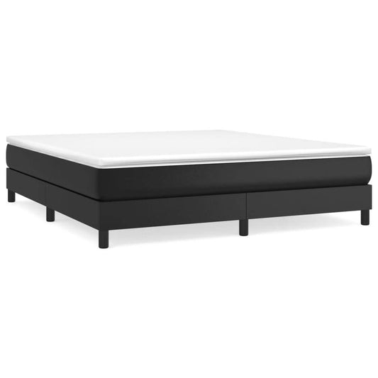 Box Spring Bed Frame Black California King Faux Leather (US Only)