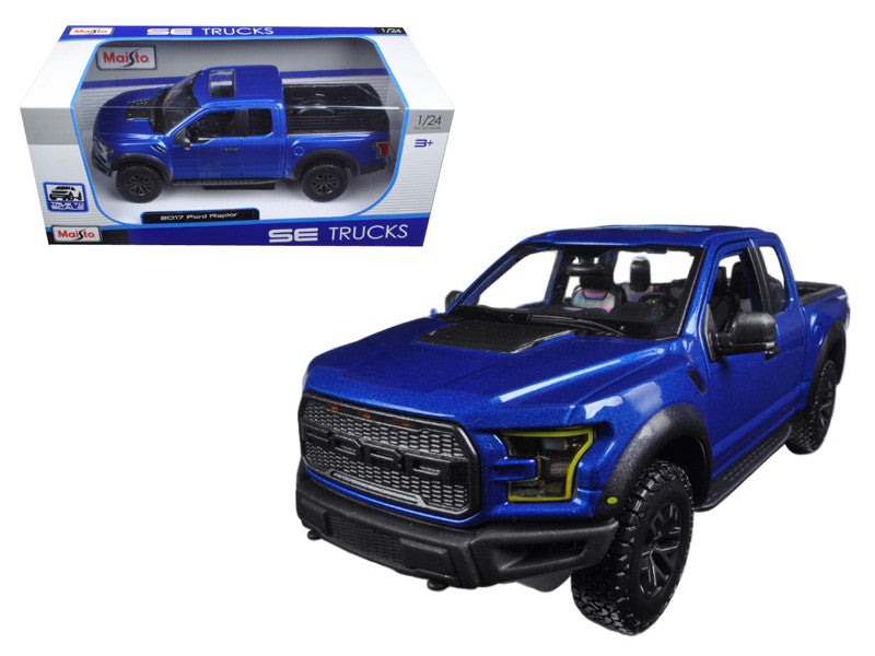 2017 Ford Raptor Pickup Truck Blue Metallic 1/24 Diecast Model Car by Maisto-0