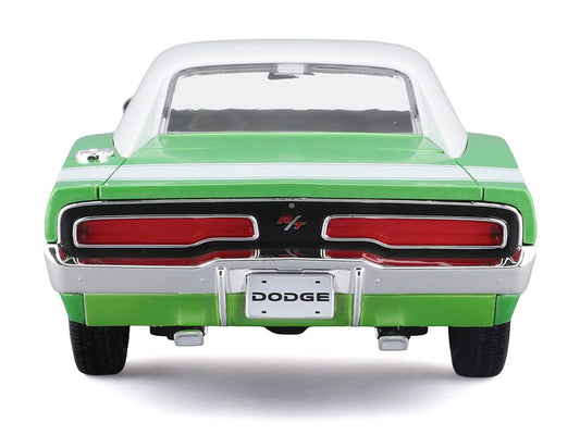 1969 Dodge Charger R/T Green Metallic with White Top and Tail Stripe "Special Edition" Series 1/18 Diecast Model Car by Maisto Maisto