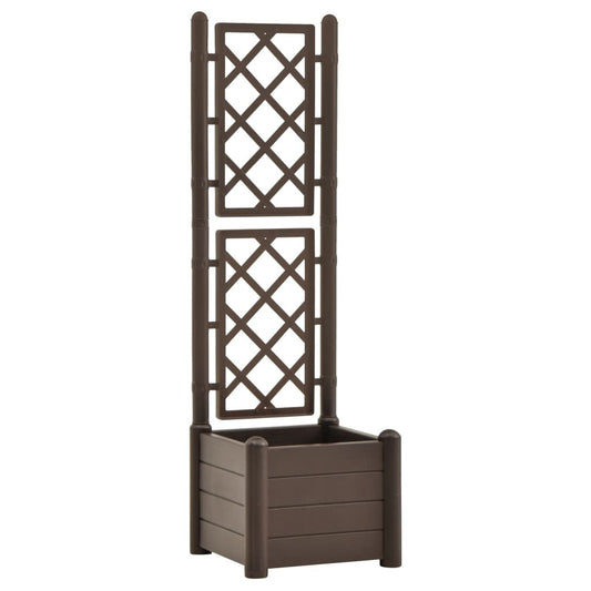 Garden Planter with Trellis 16.9"x16.9"x55.9" PP Mocha W2B