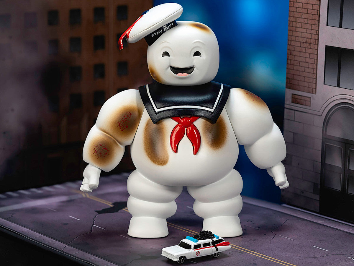 "Ghostbusters" 6" Stay Puft Marshmallow Man Figure with Nano Ecto-1 Car Diorama Set "Ghostbusters" (1984) Movie "Next Level" Series Model by Jada Jada