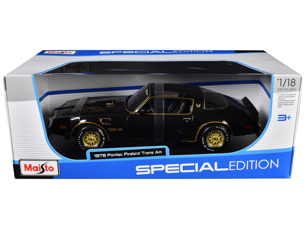 1978 Pontiac Firebird Trans Am Black Metallic with Hood Graphics "Special Edition" Series 1/18 Diecast Model Car by Maisto-2
