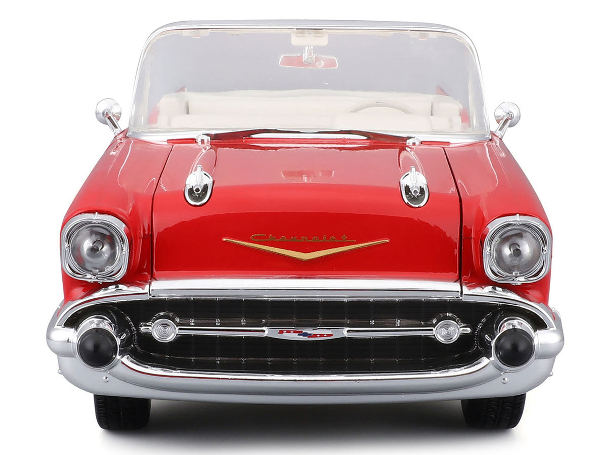 1957 Chevrolet Bel Air Convertible Red with White Interior "Special Edition" Series 1/18 Diecast Model Car by Maisto Maisto
