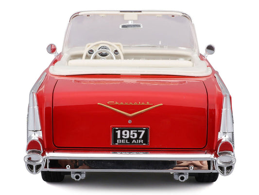 1957 Chevrolet Bel Air Convertible Red with White Interior "Special Edition" Series 1/18 Diecast Model Car by Maisto Maisto
