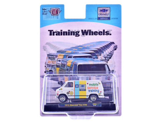 1972 Chevrolet G10 Van "Chevrolet Mobile Service Training" White with Graphics Limited Edition to 4400 pieces Worldwide 1/64 Diecast Model Car by M2 Machines-1