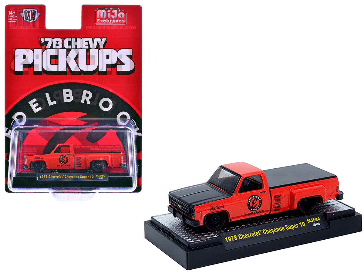 1978 Chevrolet Cheyenne Super 10 Pickup Truck "Edelbrock" Red with Black Hood Limited Edition to 9900 pieces Worldwide 1/64 Diecast Model Car by M2 Machines M2