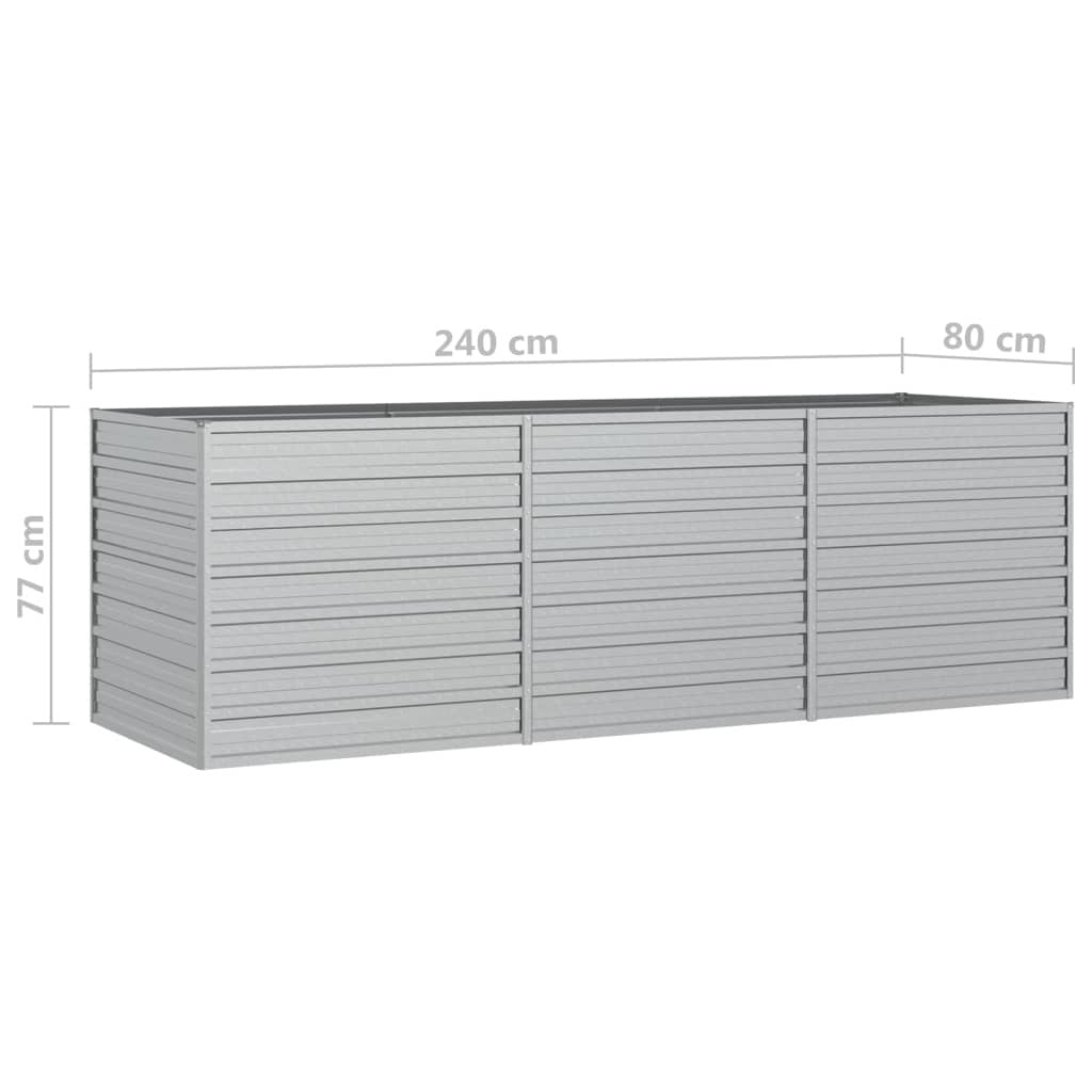 Garden Raised Bed 94.5"x31.5"x30.3" Galvanized Steel Silver W2B