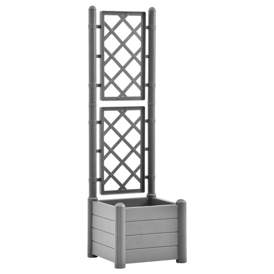 Garden Planter with Trellis 16.9"x16.9"x55.9" PP Stone Gray W2B