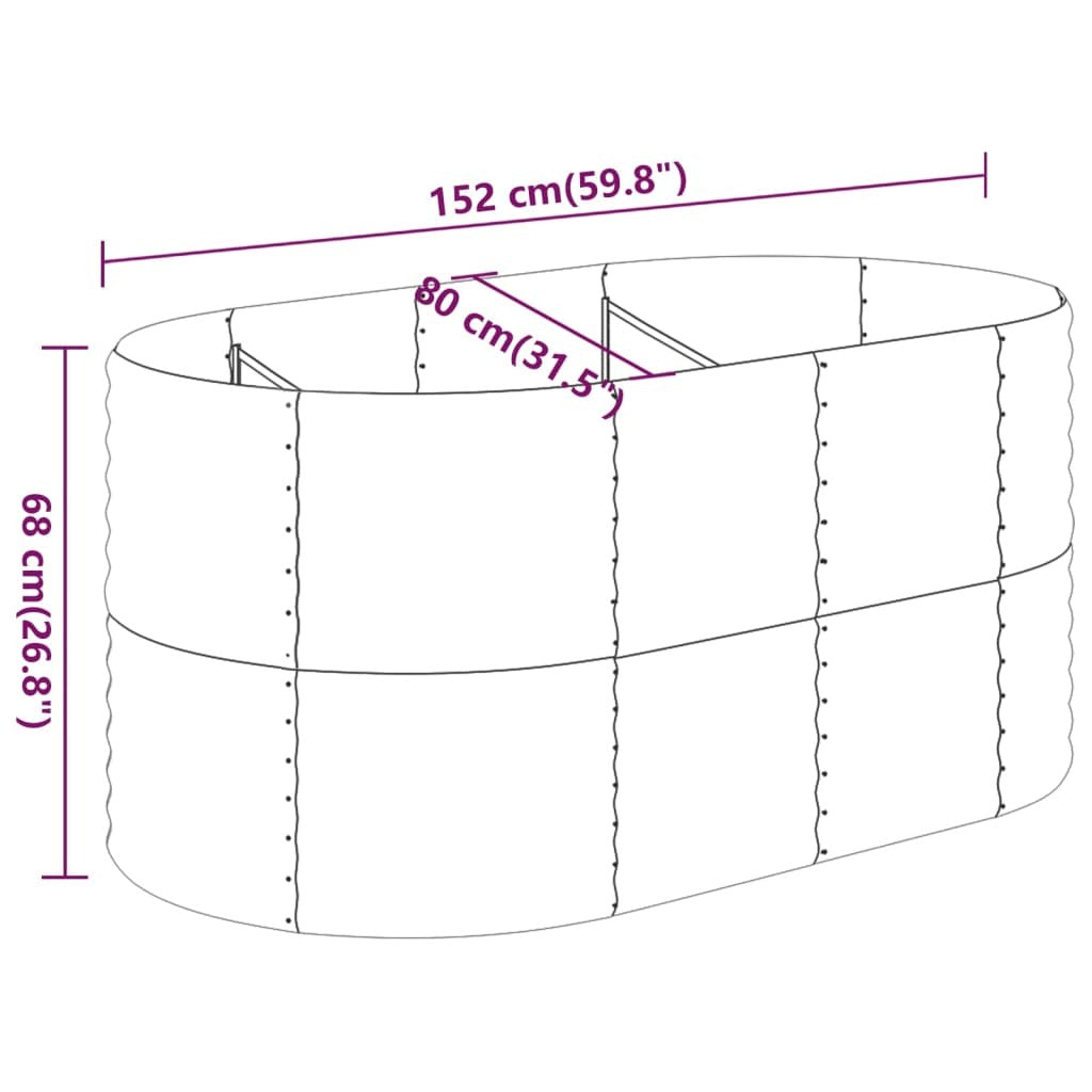Garden Raised Bed Galvanized Steel 59.8"x31.5"x26.8" Gray W2B