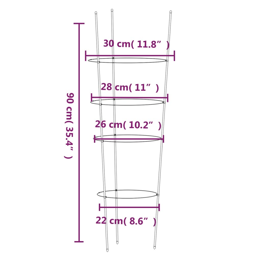 Garden Plant Supports with 4 Rings 5 pcs Green 35.4" Steel W2B
