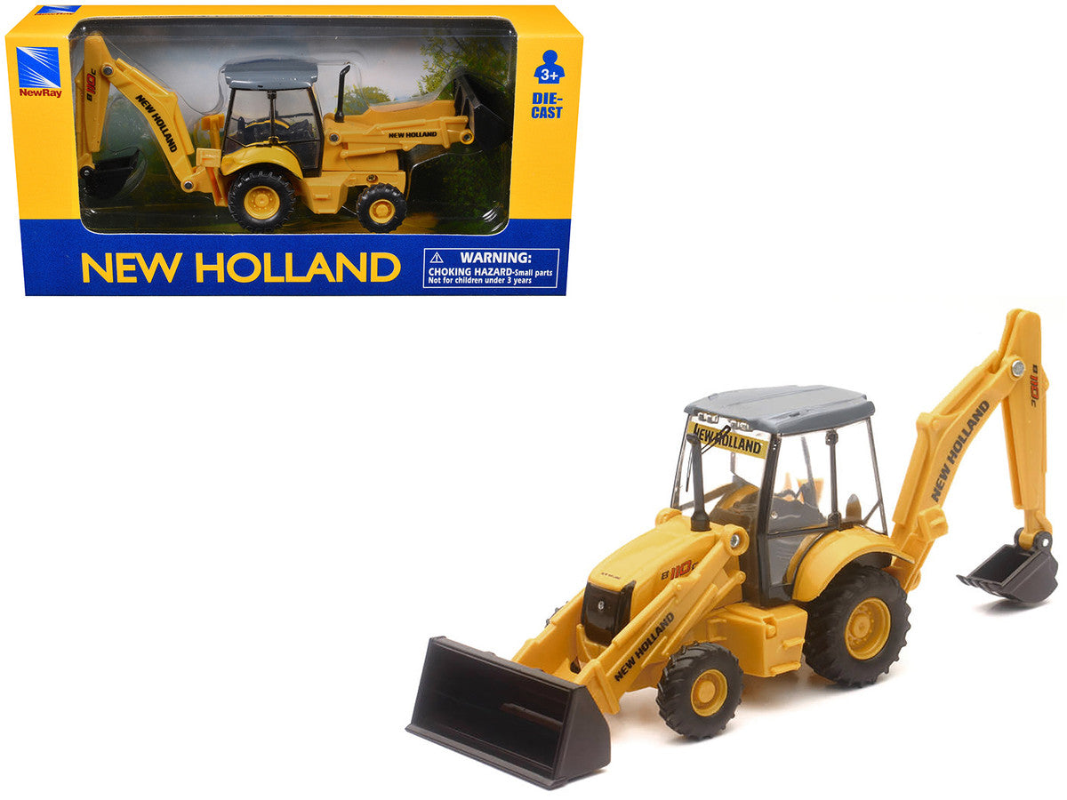 New Holland B110C Backhoe Loader Yellow Diecast Model by New Ray New Ray