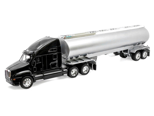 Kenworth T2000 Truck Black with Silver Tanker Trailer "Transporter" Series 1/32 Diecast Model by Welly Welly