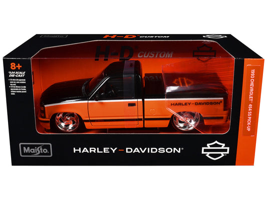 1993 Chevrolet 454 SS Pickup Truck "Harley Davidson" Black and Orange "H-D Custom" Series 1/24 Diecast Model Car by Maisto Maisto