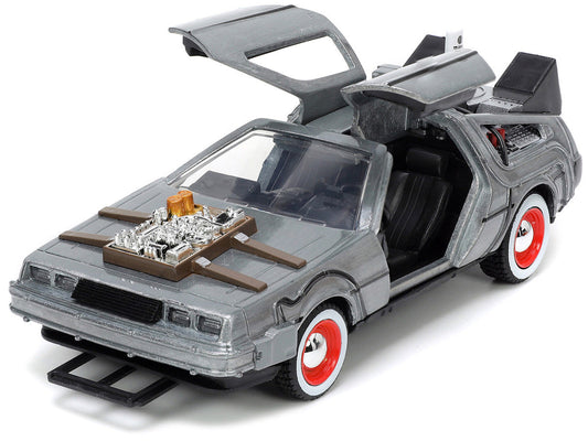 DeLorean DMC (Time Machine) Brushed Metal "Back to the Future Part III" (1990) Movie "Hollywood Rides" Series 1/32 Diecast Model Car by Jada Jada